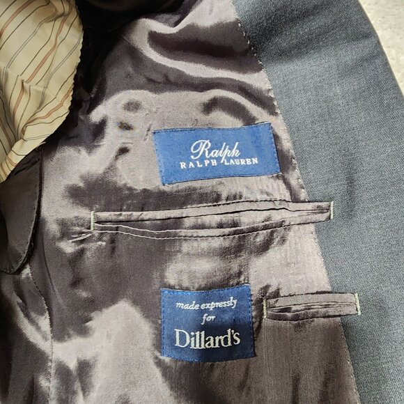 Ralph Lauren Mens 42R Wool Blazer Jacket For Dillards Charcoal Gray Two-Button C - Picture 4 of 9